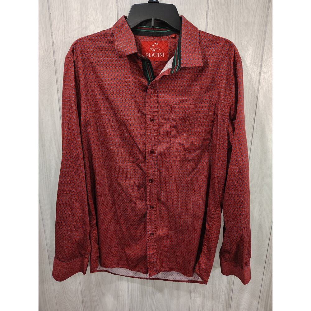 Men's Platini Dress Shirt Size XL Hipster Office Business Casual Boho